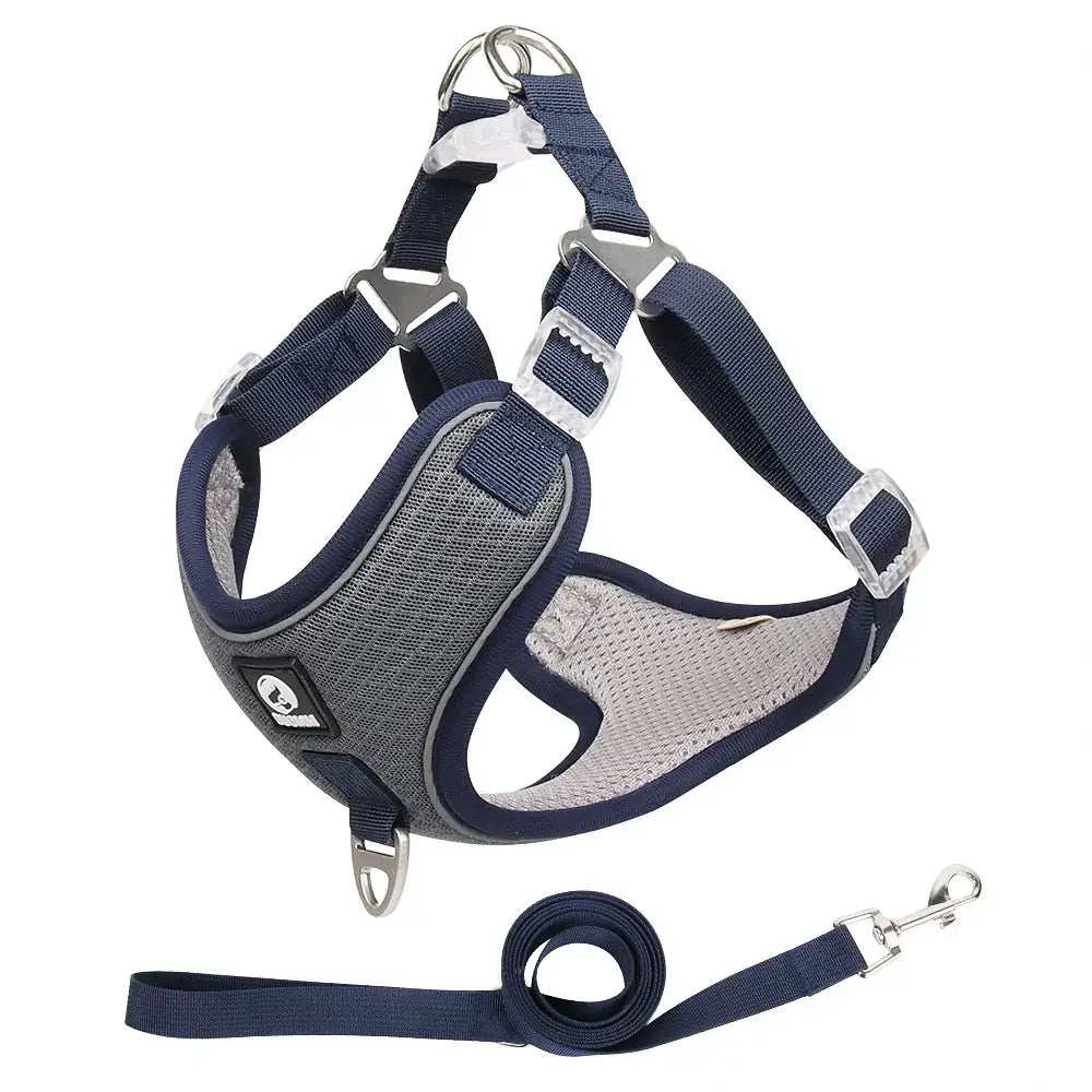 Adjustable Breathable Pet Harness with Leash - No-Pull Design