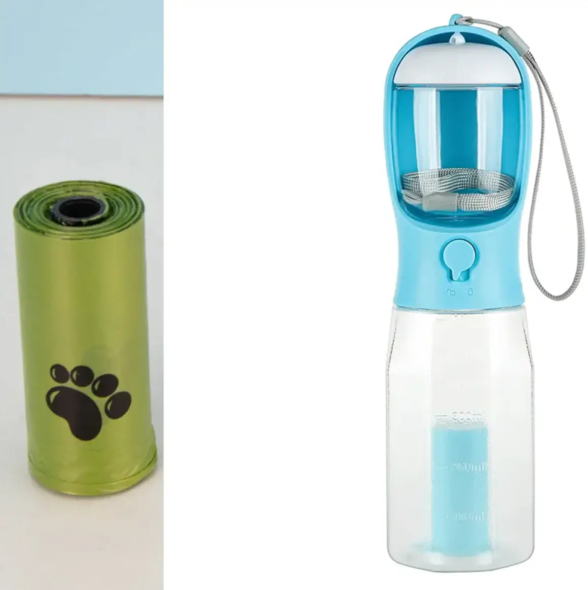 3-in-1 Pet Water & Food Bottle with Waste Bag Holder - All-in-One Walking Essential